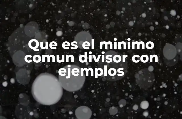 Que es el Minimo Comun Divisor con Ejemplos