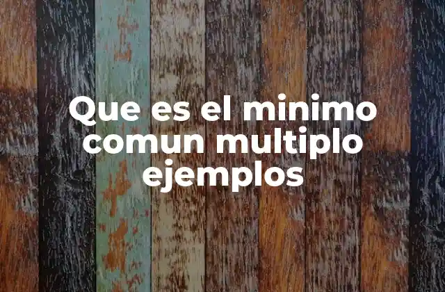 Que es el Minimo Comun Multiplo Ejemplos
