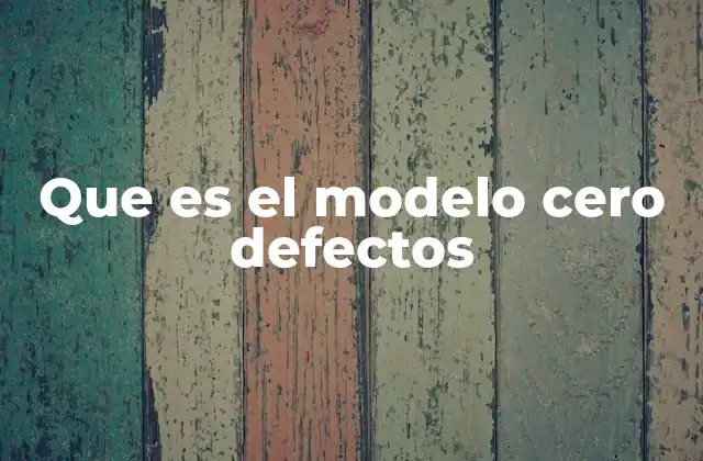 Que es el Modelo Cero Defectos