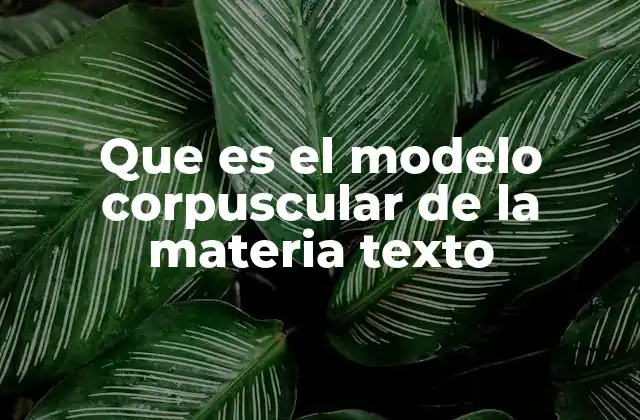 Que es el Modelo Corpuscular de la Materia Texto