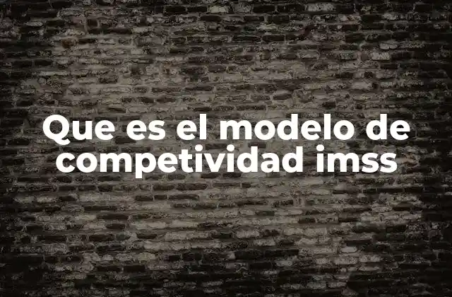 Que es el Modelo de Competividad Imss