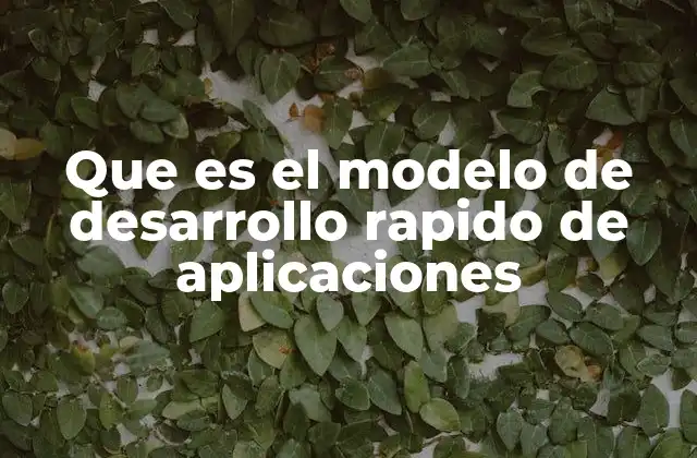 Que es el Modelo de Desarrollo Rapido de Aplicaciones