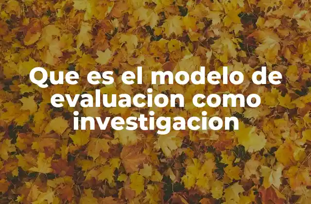 Que es el Modelo de Evaluacion como Investigacion
