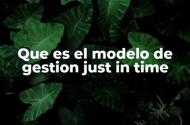 Que es el Modelo de Gestion Just In Time