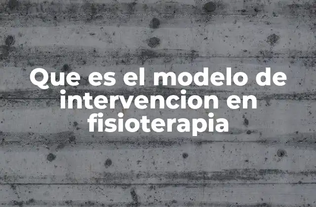 Que es el Modelo de Intervencion en Fisioterapia