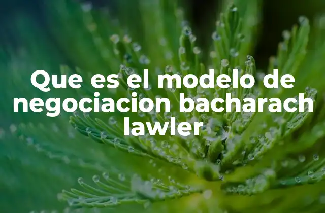 Que es el Modelo de Negociacion Bacharach Lawler