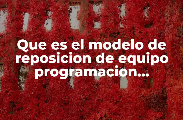 Que es el Modelo de Reposicion de Equipo Programacion Dinamica
