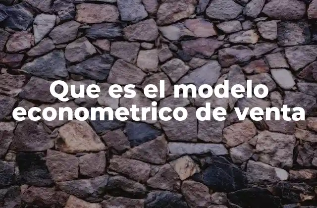 Que es el Modelo Econometrico de Venta 2 Cómo se construye un modelo para predecir comportamientos de mercado