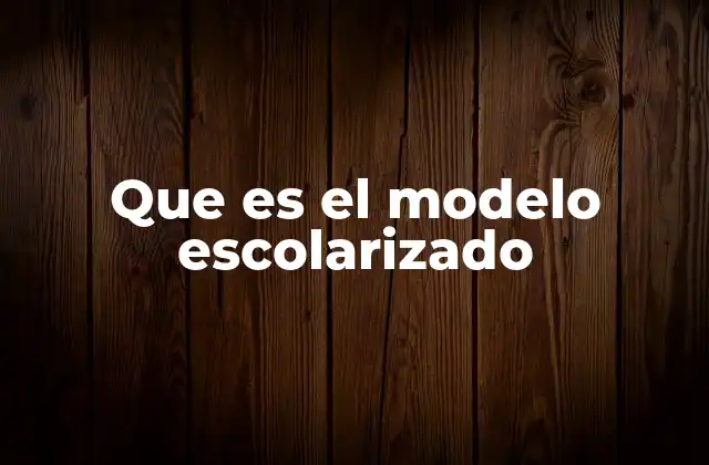 Que es el Modelo Escolarizado