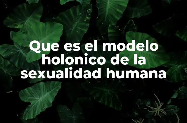 Que es el Modelo Holonico de la Sexualidad Humana