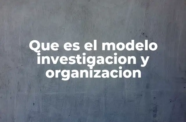 Que es el Modelo Investigacion y Organizacion