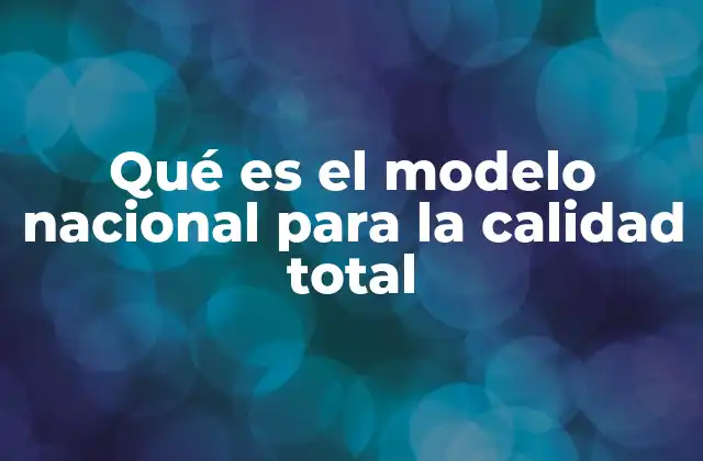 Qué es el Modelo Nacional para la Calidad Total