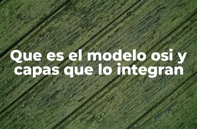 Que es el Modelo Osi y Capas que Lo Integran