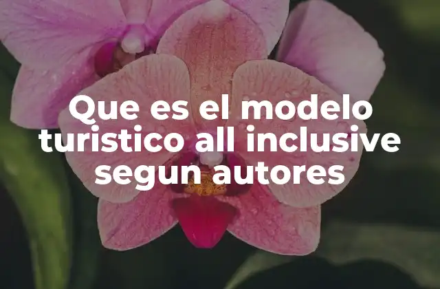 Que es el Modelo Turistico All Inclusive Segun Autores