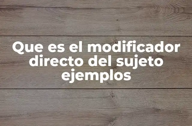 Que es el Modificador Directo Del Sujeto Ejemplos