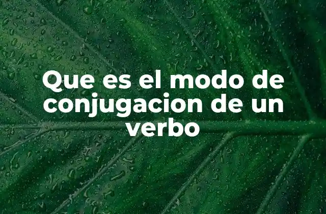 Que es el Modo de Conjugacion de un Verbo