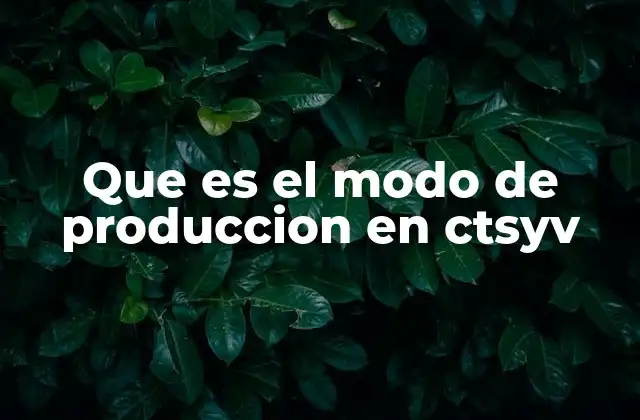 Que es el Modo de Produccion en Ctsyv