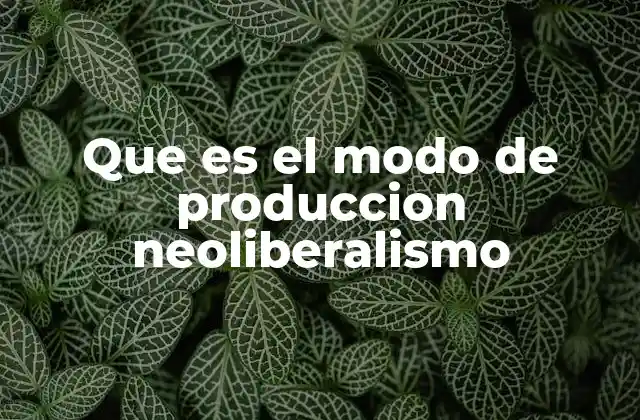 Que es el Modo de Produccion Neoliberalismo