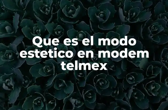 Que es el Modo Estetico en Modem Telmex
