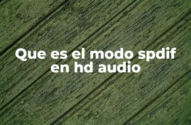 Que es el Modo Spdif en Hd Audio