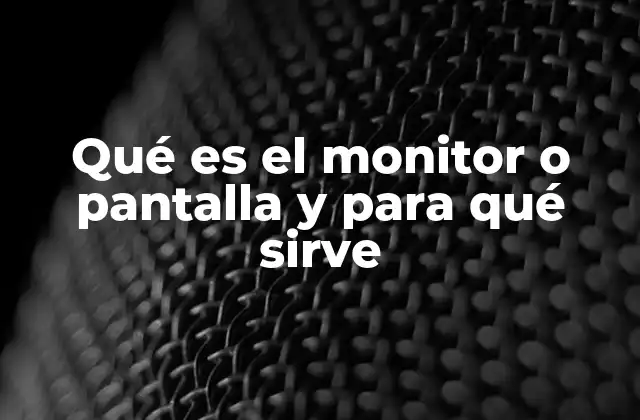 Qué es el Monitor o Pantalla y para Qué Sirve