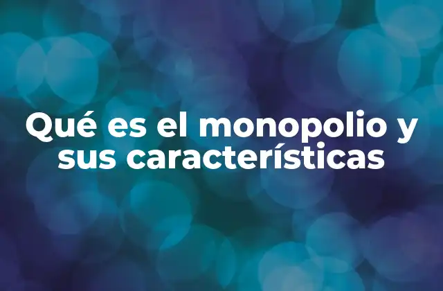 Qué es el Monopolio y Sus Características