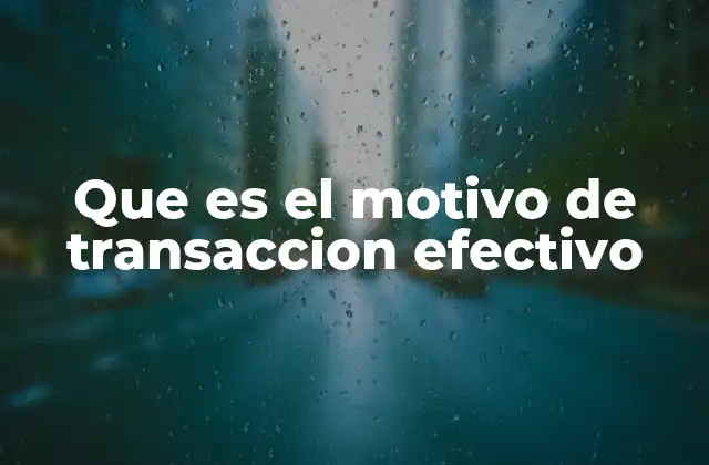 Que es el Motivo de Transaccion Efectivo