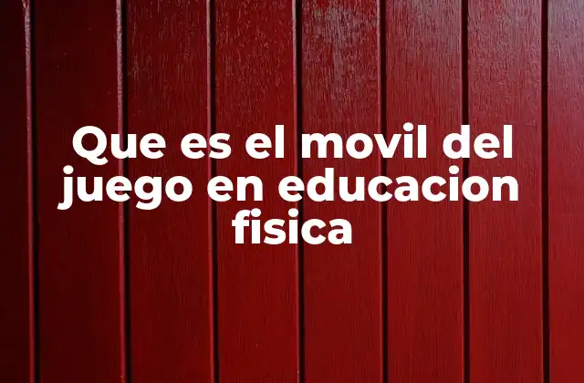 Que es el Movil Del Juego en Educacion Fisica