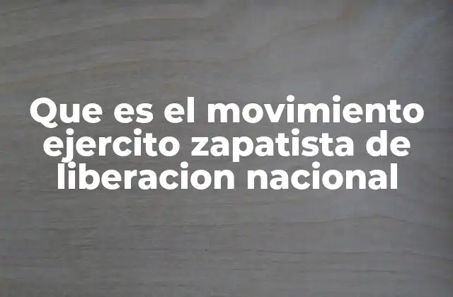 Que es el Movimiento Ejercito Zapatista de Liberacion Nacional
