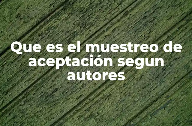 Que es el Muestreo de Aceptación Segun Autores