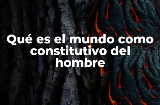 Qué es el Mundo como Constitutivo Del Hombre