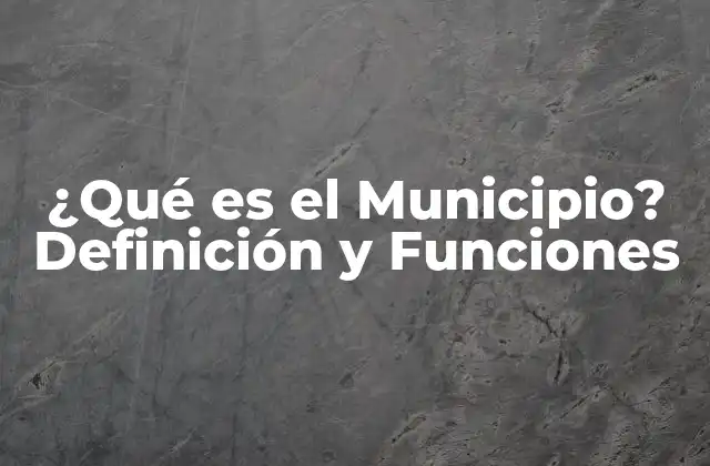¿qué es el Municipio? Definición y Funciones 2 Definición de Municipio