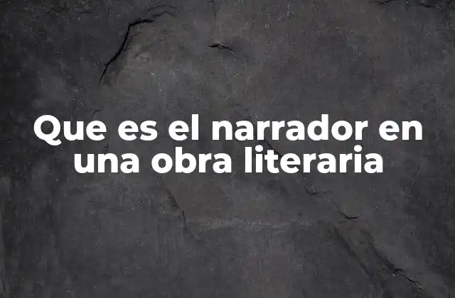 Que es el Narrador en una Obra Literaria