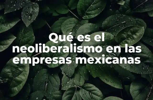 Qué es el Neoliberalismo en las Empresas Mexicanas