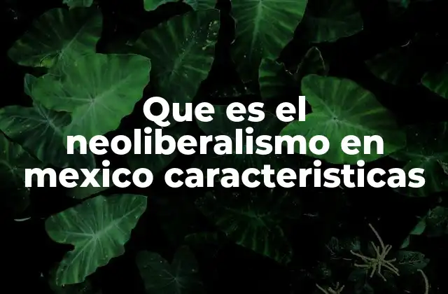 Que es el Neoliberalismo en Mexico Caracteristicas