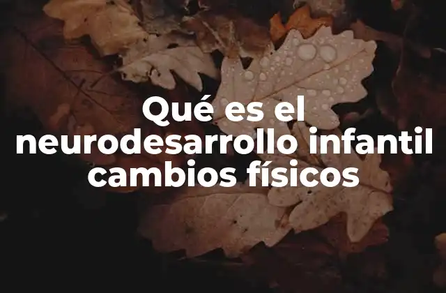 Qué es el Neurodesarrollo Infantil Cambios Físicos