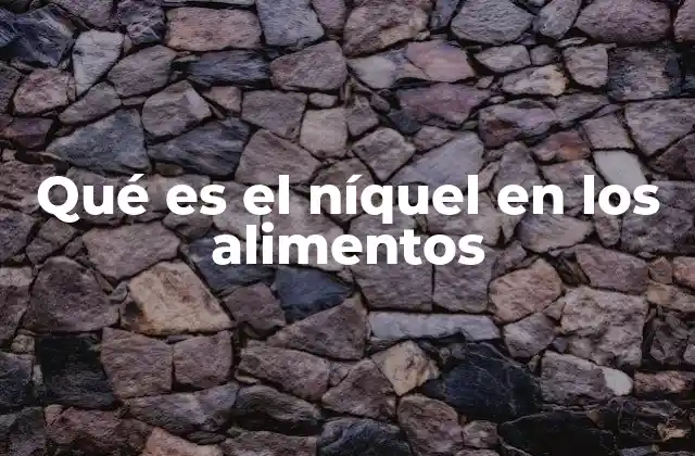 Qué es el Níquel en los Alimentos
