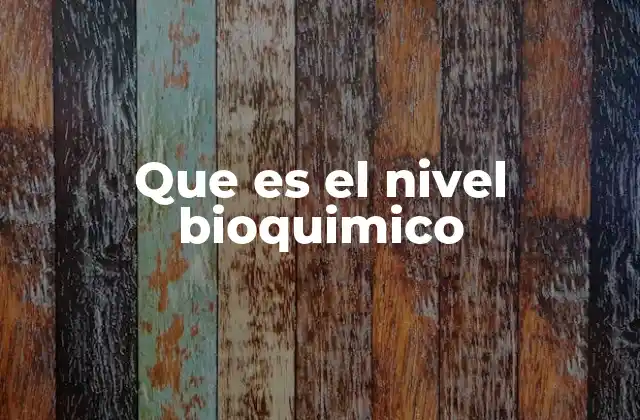 Que es el Nivel Bioquimico