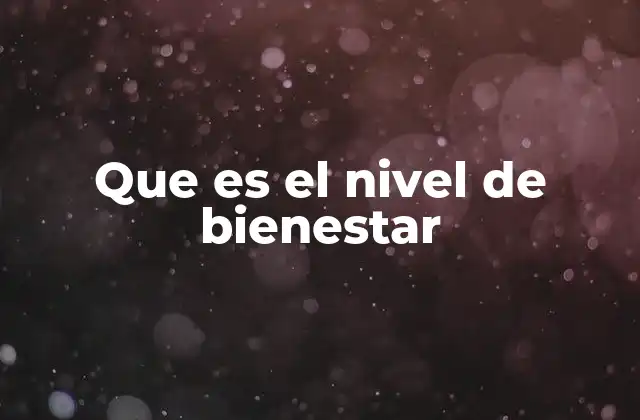 Que es el Nivel de Bienestar