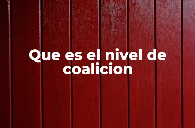 Que es el Nivel de Coalicion