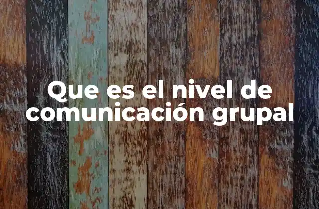 Que es el Nivel de Comunicación Grupal