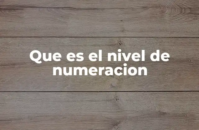 Que es el Nivel de Numeracion