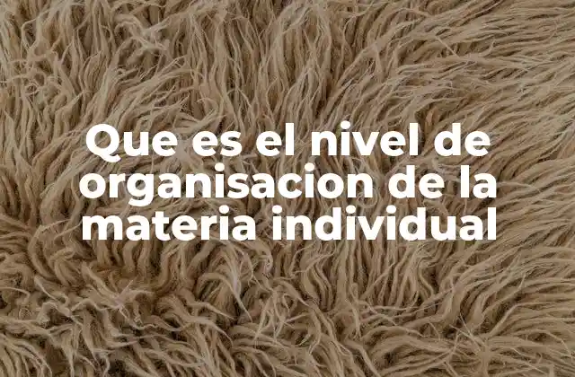 Que es el Nivel de Organisacion de la Materia Individual