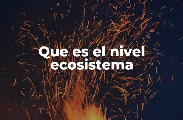 Que es el Nivel Ecosistema