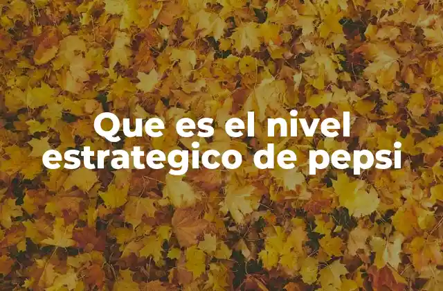 Que es el Nivel Estrategico de Pepsi