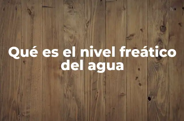 Qué es el Nivel Freático Del Agua