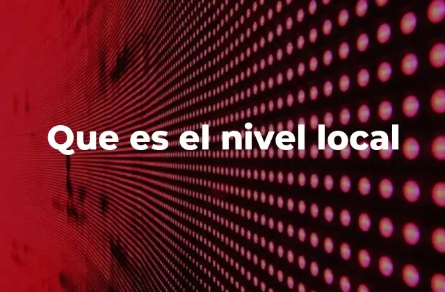 Que es el Nivel Local