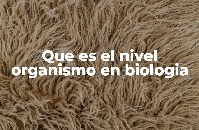 Que es el Nivel Organismo en Biologia