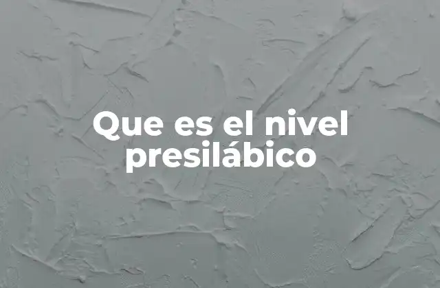 Que es el Nivel Presilábico