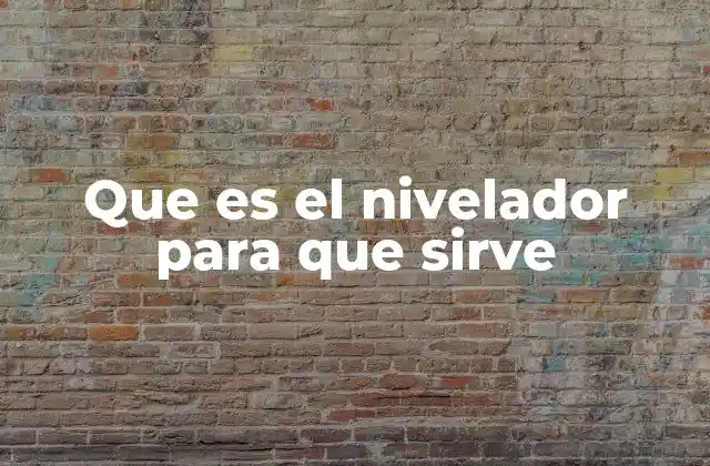 Que es el Nivelador para que Sirve